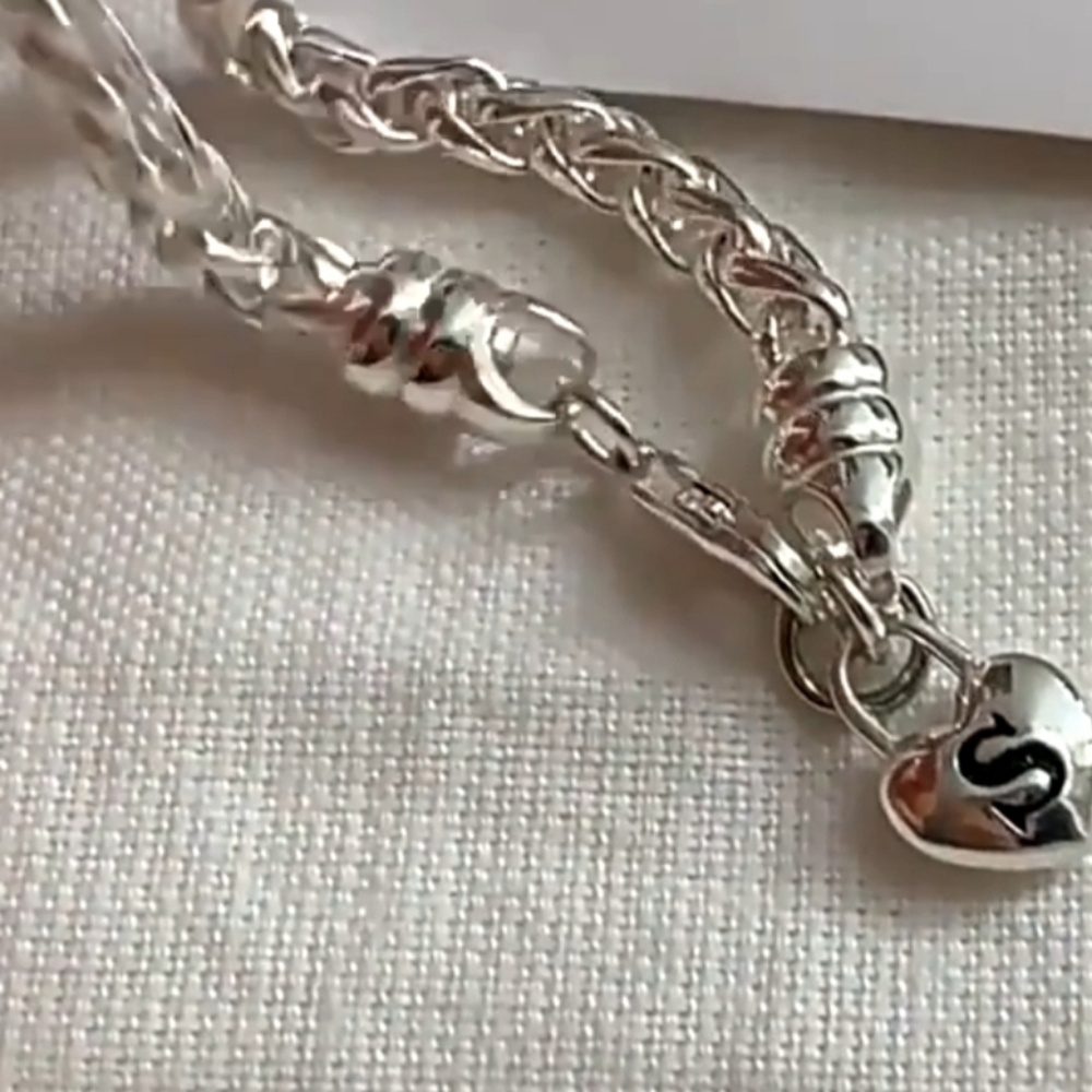 925 Sterling Silver Bracelet with Open Heart - Picture 2 of 8